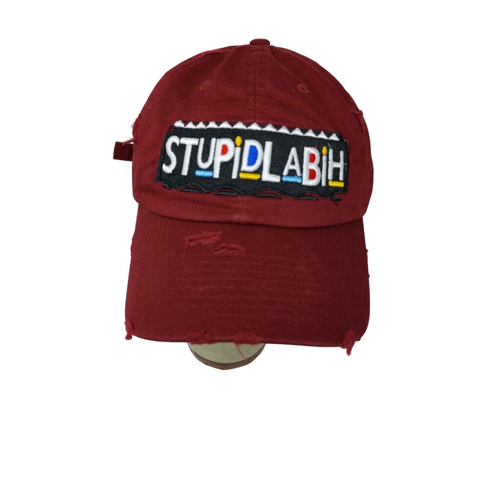 StupidLaBih Slideback Hat Embroidered Logo Kbethos Vintage Cap Red
